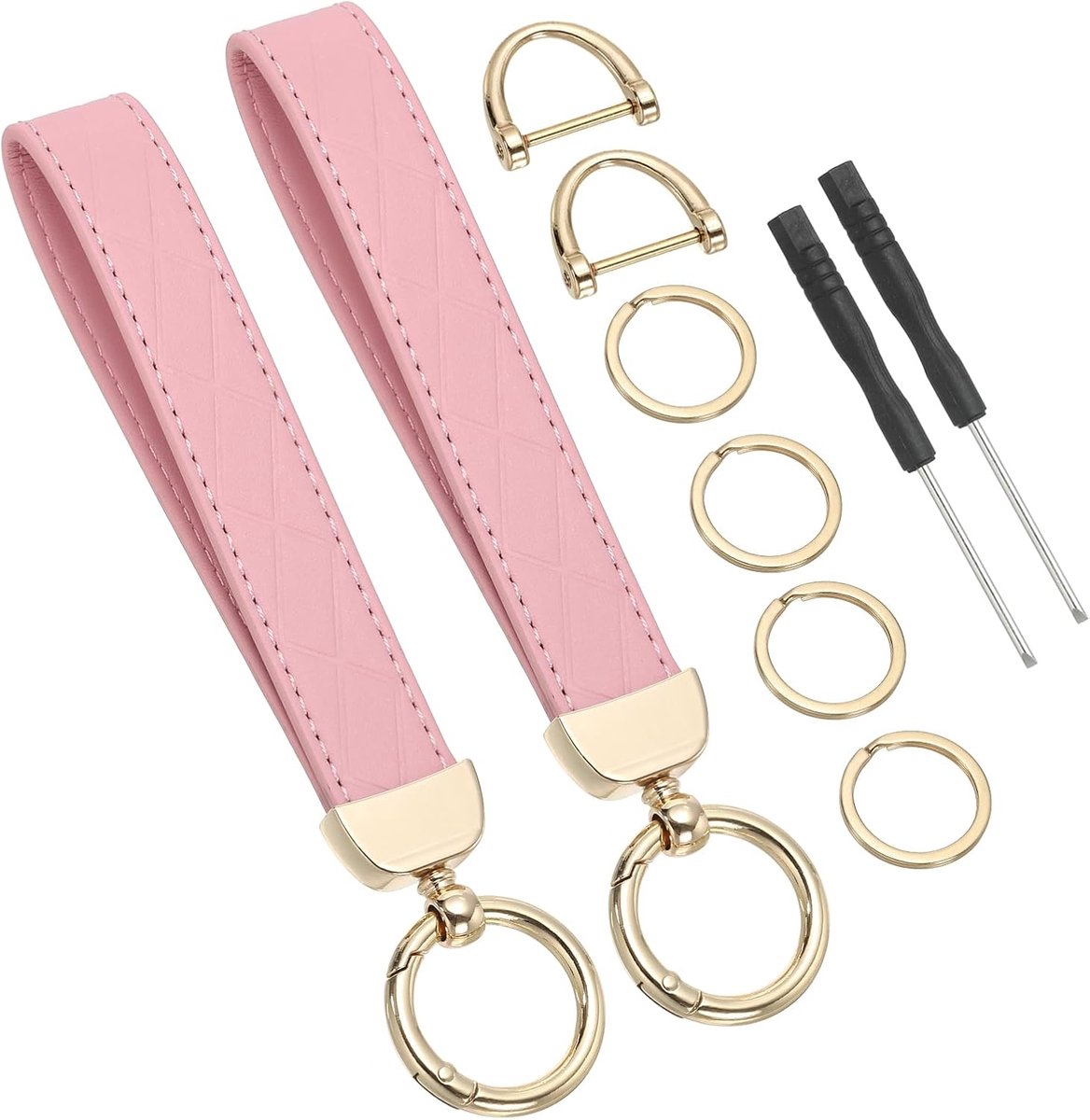 Sleutelhanger lederen pols, auto PU sleutelhanger auto gepersonaliseerde sleutelhanger, anti-verlies D-ring en schroevendraaier voor mannen vrouwen