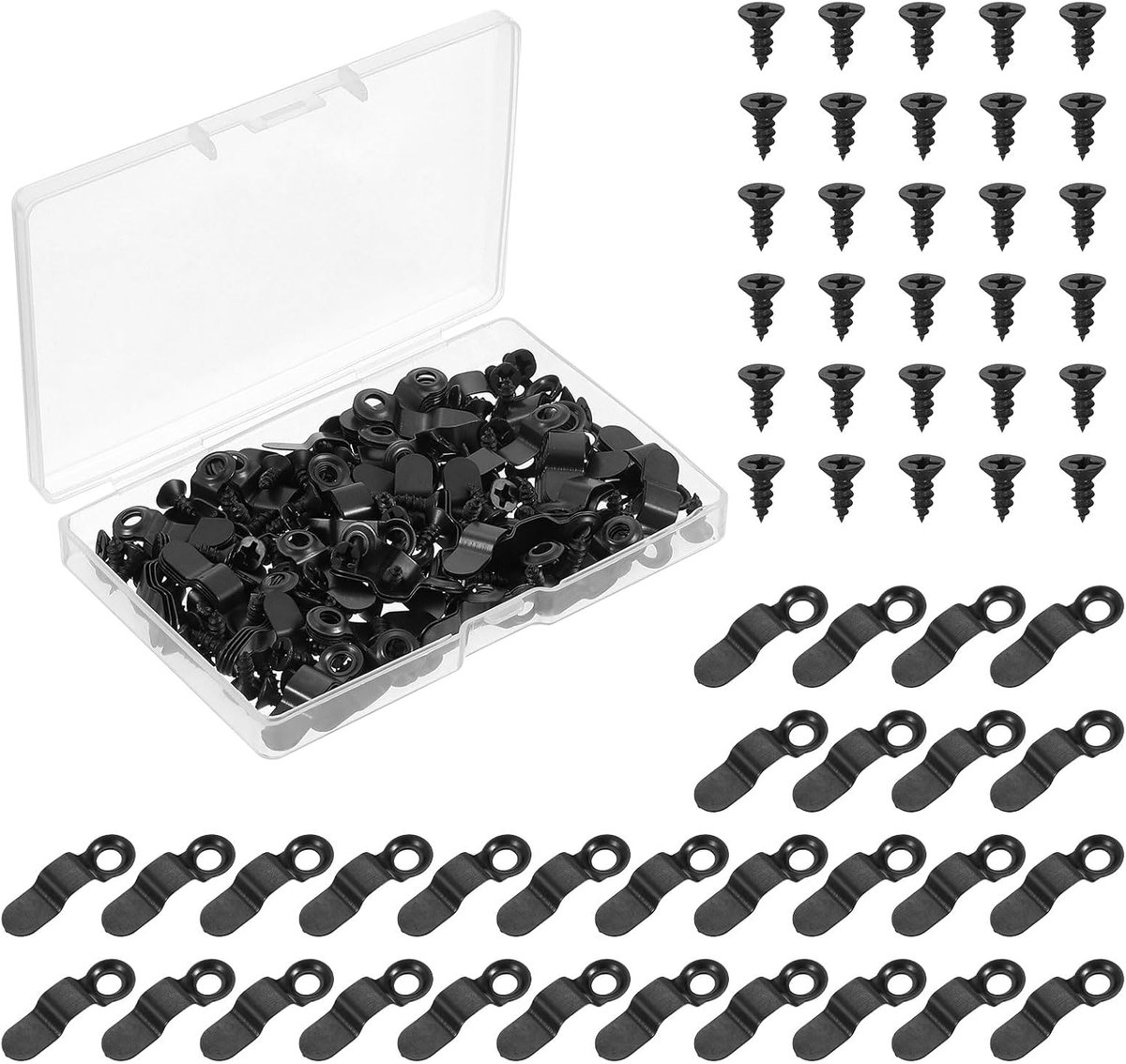100 stuks draaiknoppen voor lijsten, bevestigingen voor achterkant fotolijst met 100 schroeven clip voor frame hardware voor het ophangen van foto's, affiches, zwart