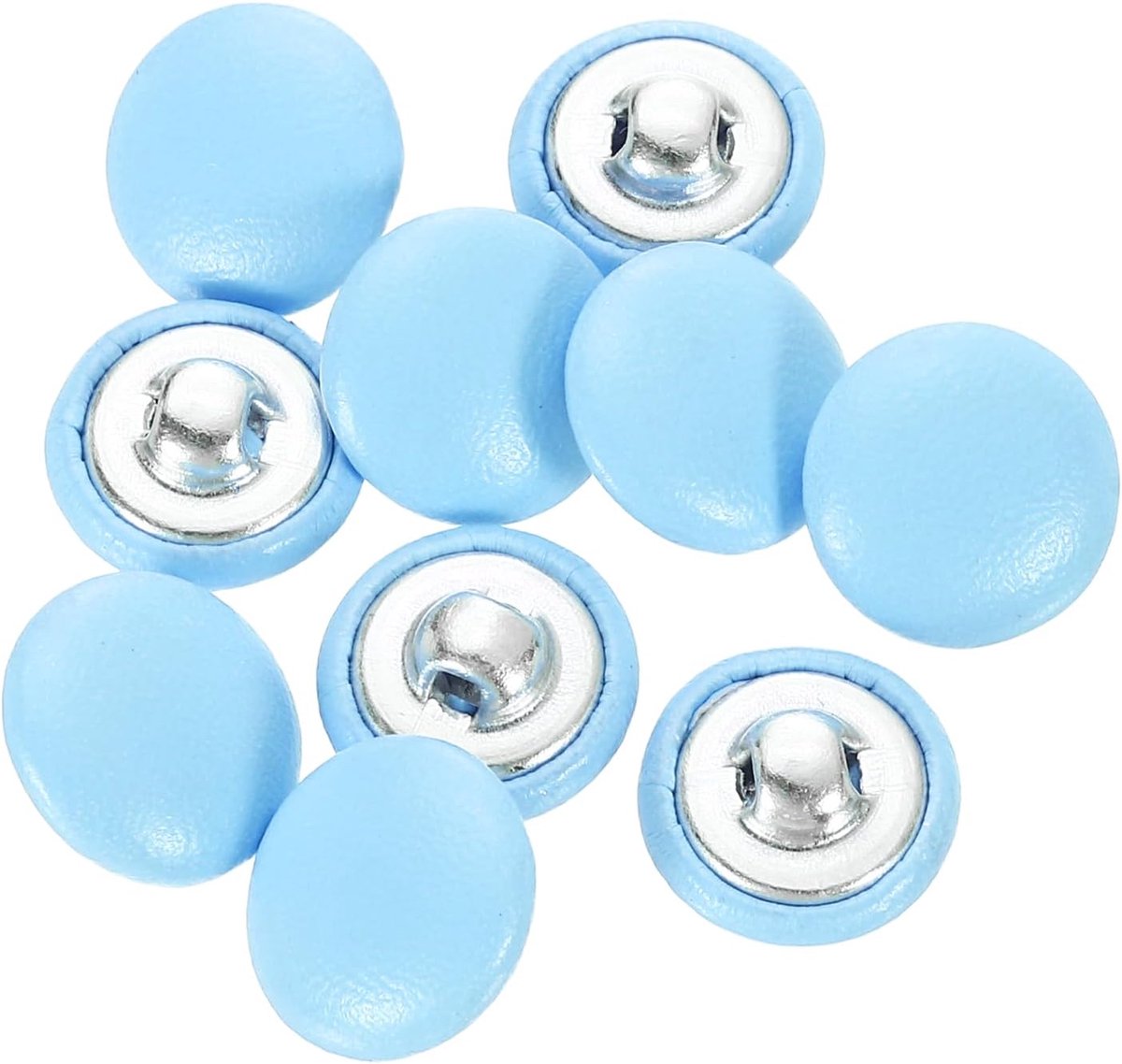 Knopen 15 mm Diameter Ronde Aluminium Schacht Handwerk Vervanging Naaien Knopen Leren Knopen voor Kleding, Decoratie, DIY Accessoires, Lichtblauw