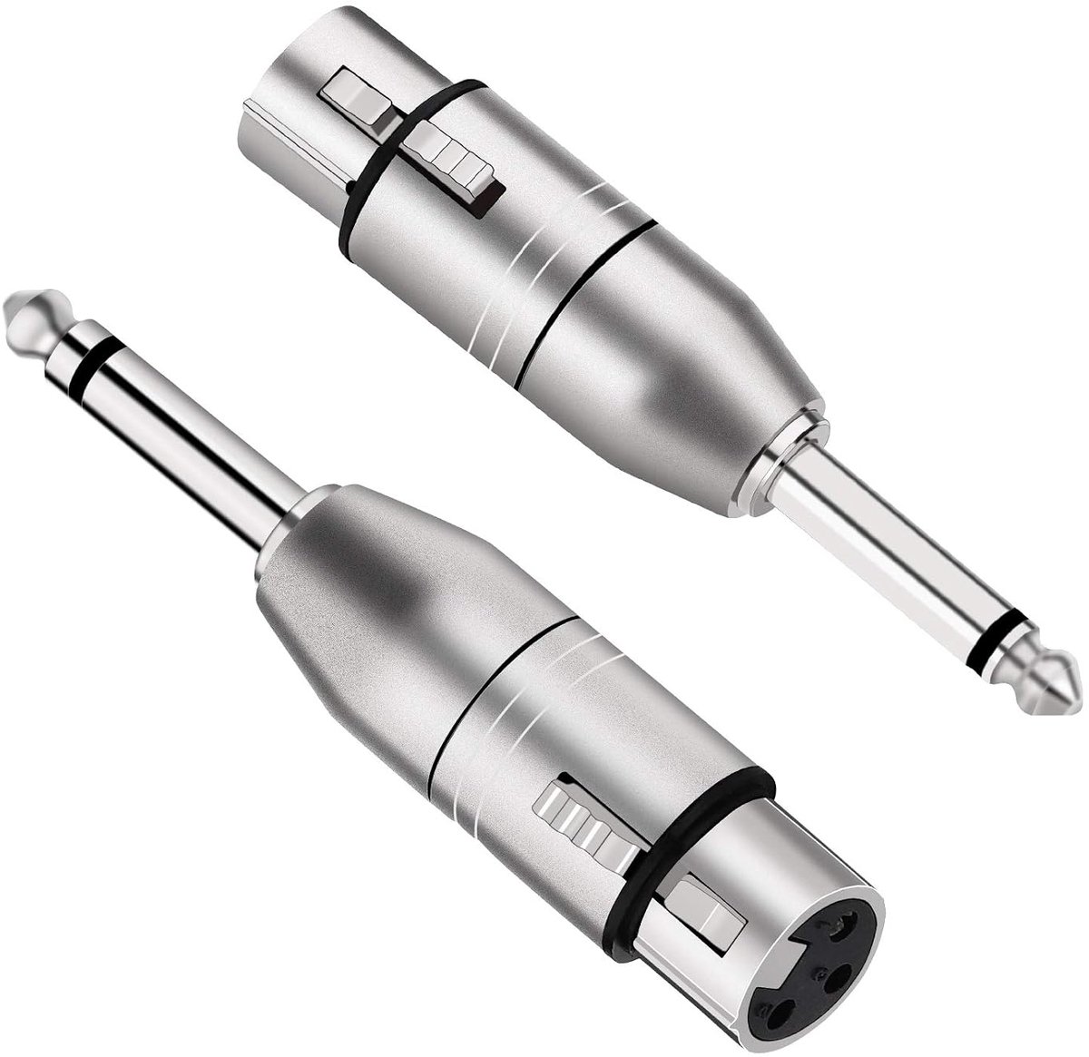 XLR-aansluiting naar 6,35 mm TS-adapter, onsymmetrische XLR-aansluiting naar 6,3 mm jack TS mono adapter - 2 stuks
