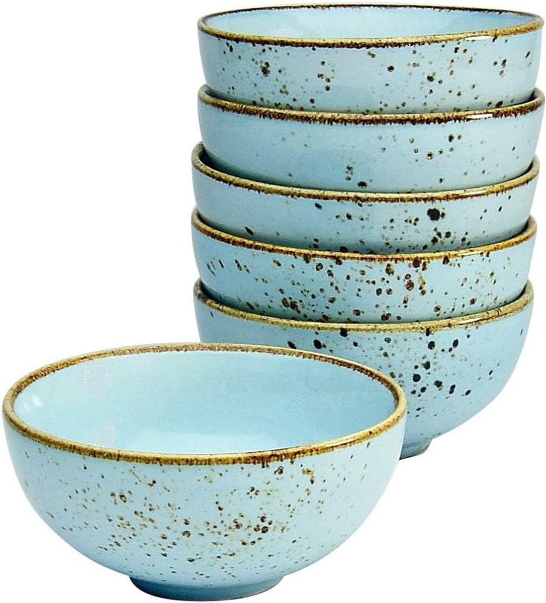 6-delige dipschaal 11,5 cm, Nature Collection, LIGHTBLUE 22090, steengoed, blauw