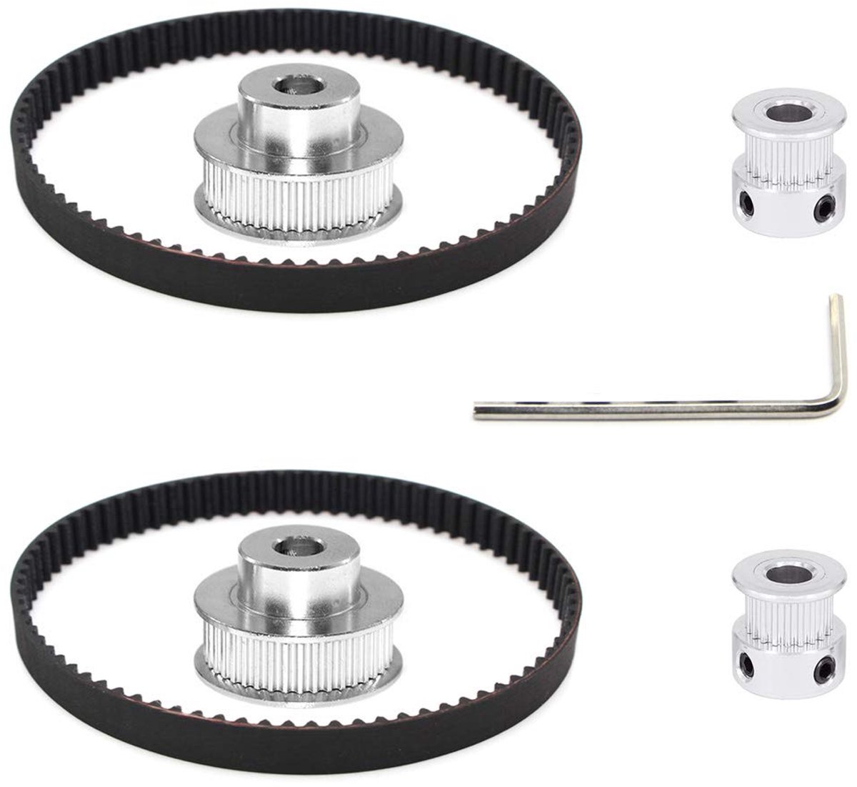 2Kit 2GT Synchrone Wiel 20 & 36 Tanden 8 mm Boring Aluminium Timing Katrol met 2 stks Lengte 200mm Breedte 6mm Riem (20-36T-8B-6)