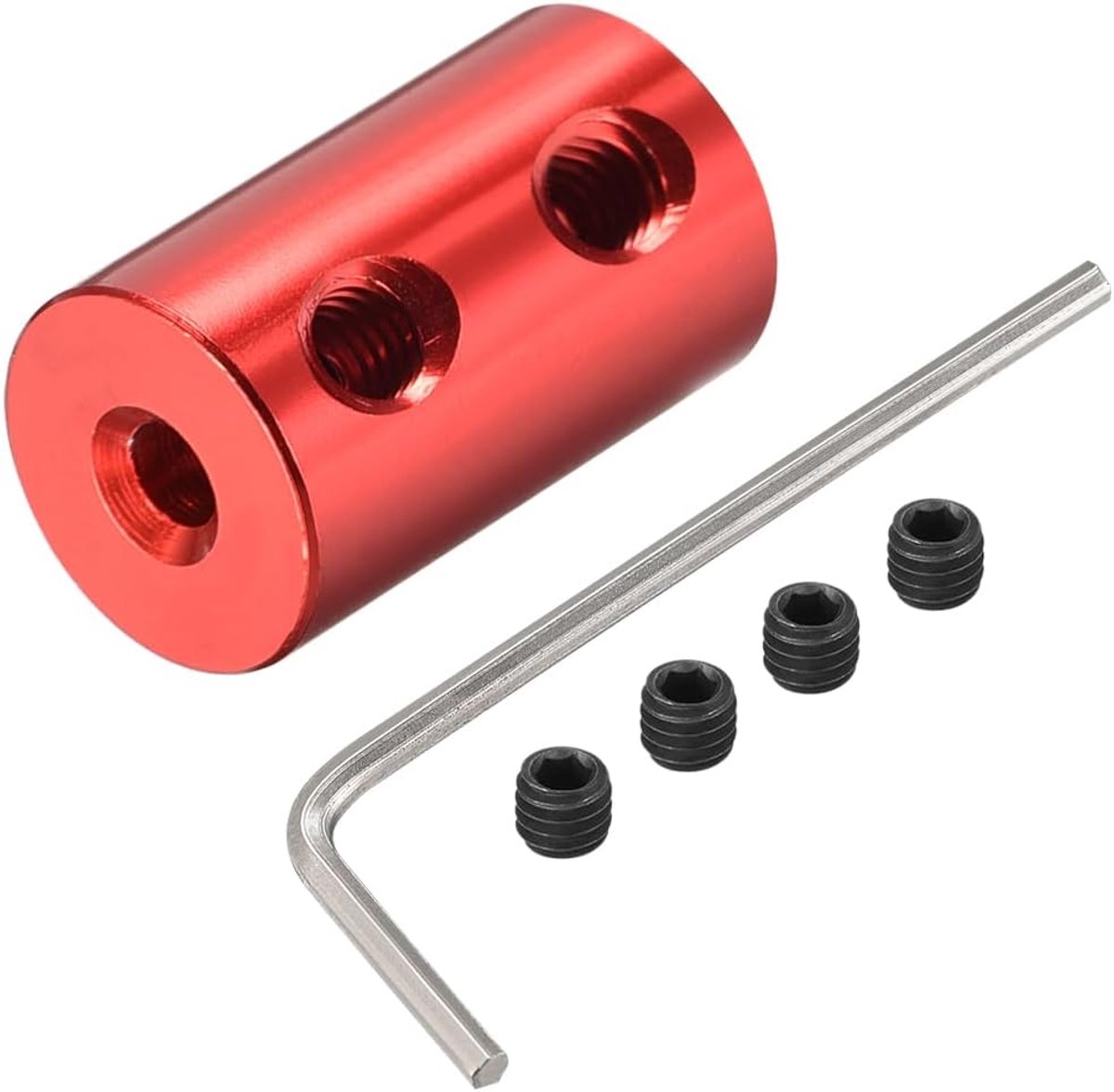 sourcing map 3 mm tot 5 mm binnendiameter, stijve koppeling, bevestigingsschroef, L20XD12, aluminiumlegering, golfkoppelingsstekker, motoraccessoires, donkerrood, 4 stuks