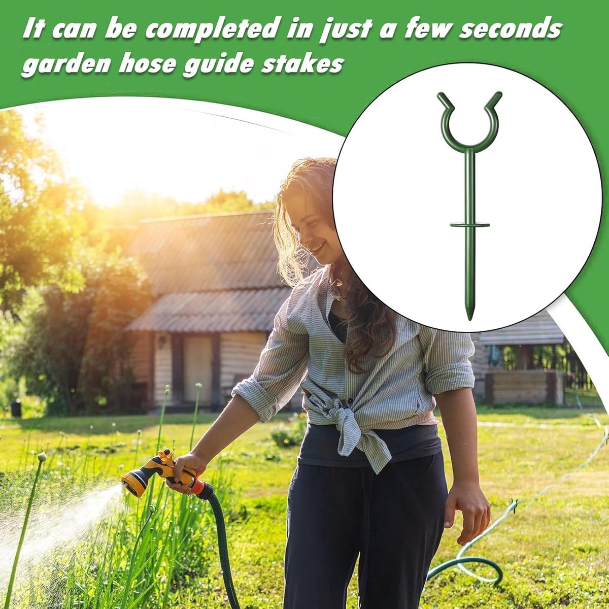 Tuinslanggeleider - Slanghouder Set - Gazon Beschermen - Gereedschapsvrije Montage - 10 Stuks - Groen – foto 4
