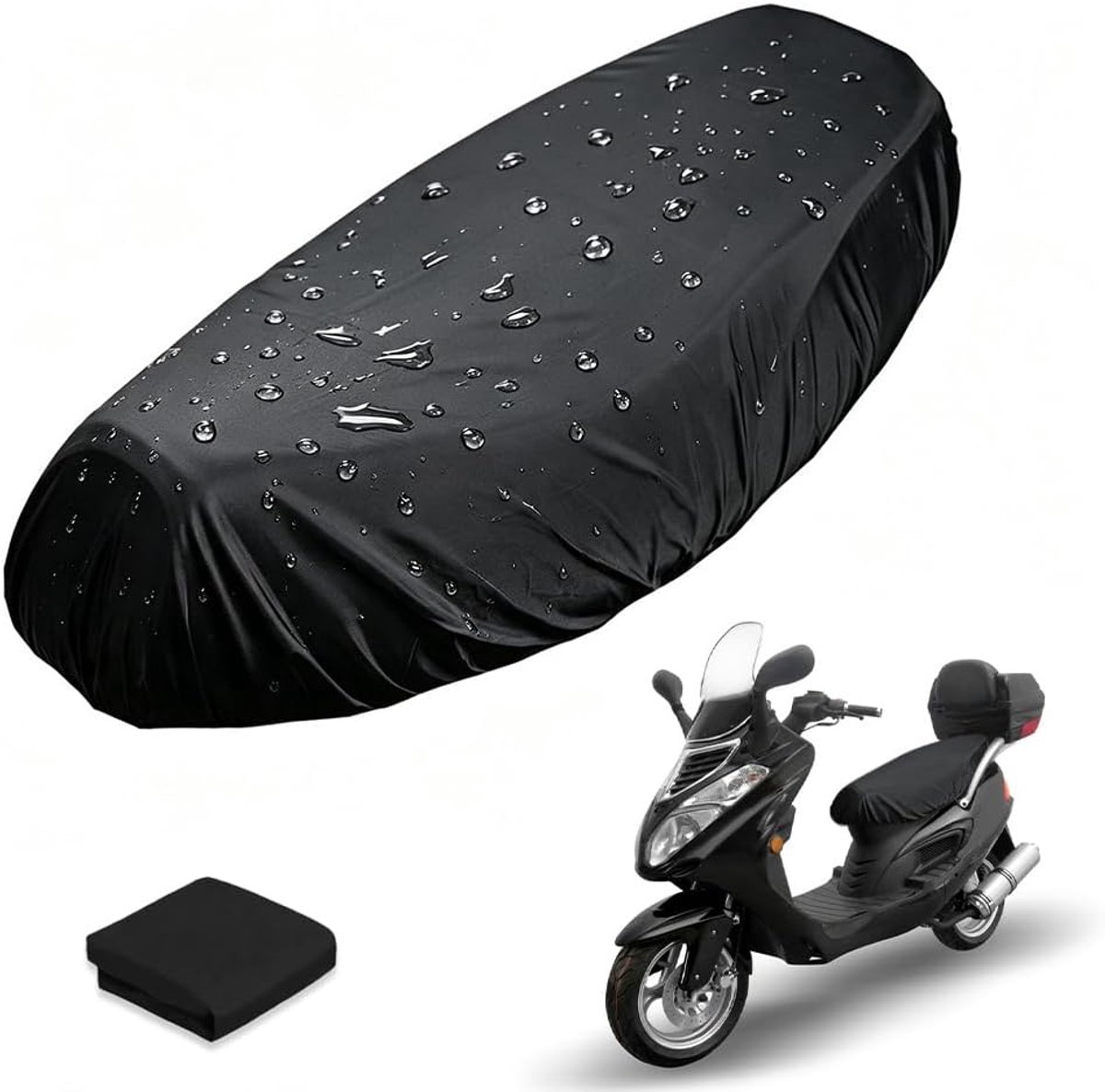 Oxford-doek, zitting, motorhoes, zwart, waterdichte stoelhoes voor motorfiets, stofkussensloop, bescherming met elastische band, voor scooter, bromfiets, stoelhoes, 70 x 115 cm