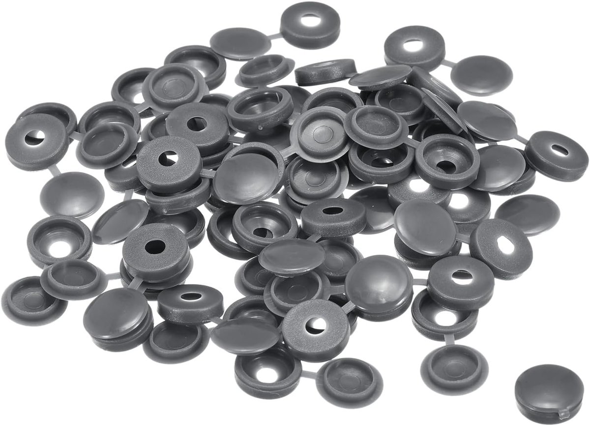 sourcing map 200 stuks 5 mm scharnierende schroefdeksels, doppen, plastic, inklapbare schroefdeksel, sluitring, beschermhoes voor M3, M4, M5, schroeven, donkergrijs