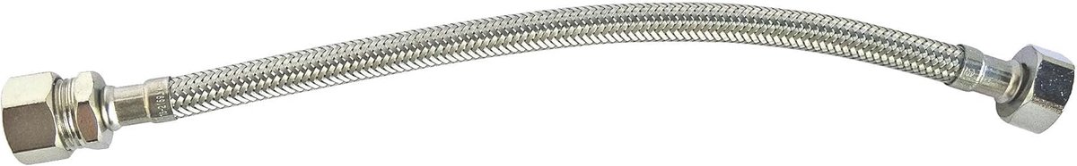 FOR YOU - 300Mm Sanitaire Slang, Bicone Aansluiting Voor Ø12Mm Koperen Buis, 3/8" Wartelmoer, Epdm Gevlochten Roestvrij Staal, Acs-Norm, Qb-Gecertificeerd, Flexibel En Duurzaam