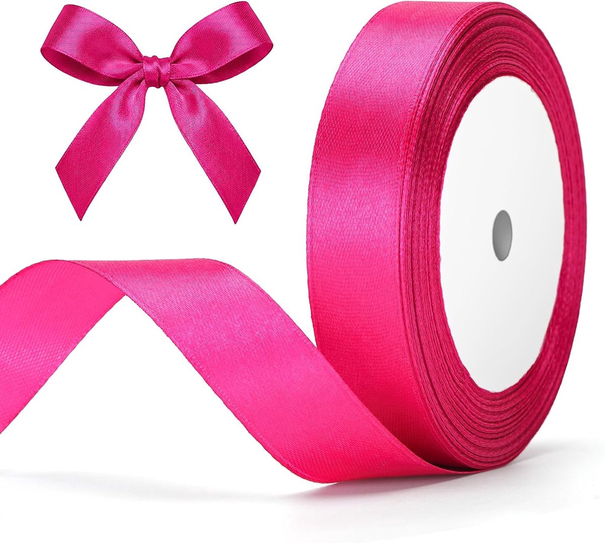 Warm roze satijnen lint 20mm: decoratie geschenklint, 22m lint voor knutselen, decoratielint voor geschenkverpakking, decoratie
