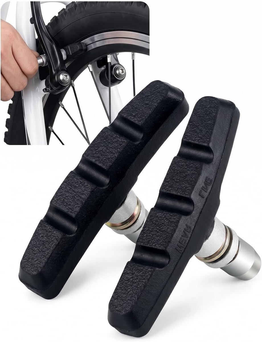 1 paar fietsremblokken, 70 mm, V-brake, remschoenen, set remrubber voor mountainbike, racefiets, zijtrekrem, inclusief schroeven