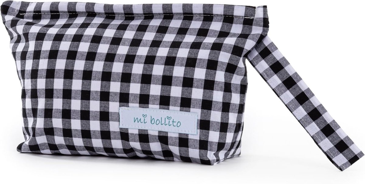 Baby toilettas 7x14x28 cm - zwart katoen Vichi - praktische organiser - eenvoudig mee te nemen - ShopVlot