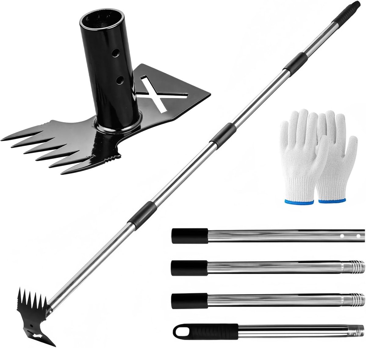 Onkruidsteker 160 cm - lange steel - 2-in-1 onkruidhark en tuinhak - rugvriendelijk werken - ShopVlot