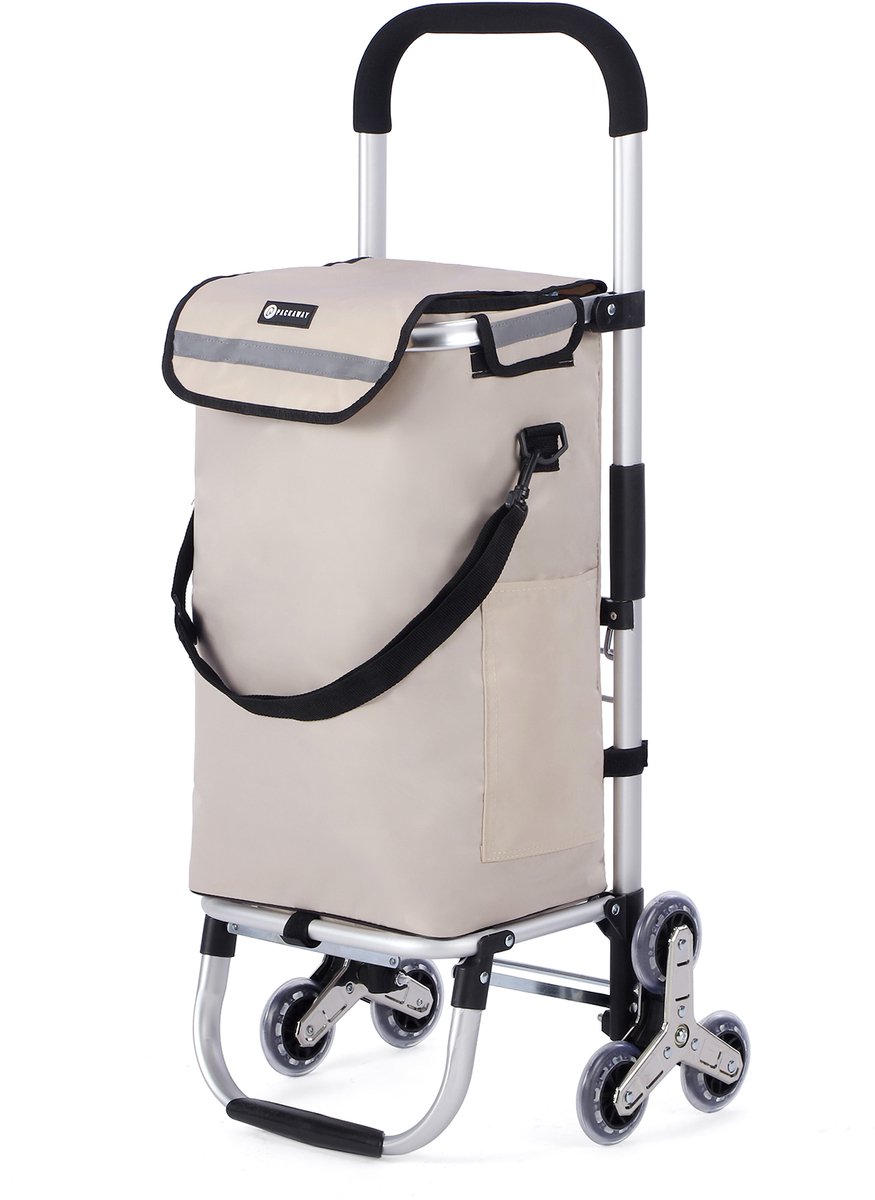 Packaway Boodschappentrolley met 6 Wielen voor Trappen - 40L - Boodschappenwagen - Steekwagen Functie - Champagne