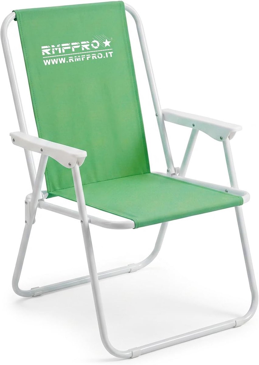 Strandstoel met armleuningen - Vouwbare metalen stoel - Maximaal 120 kg - Ideaal voor camping en tuin - ShopVlot