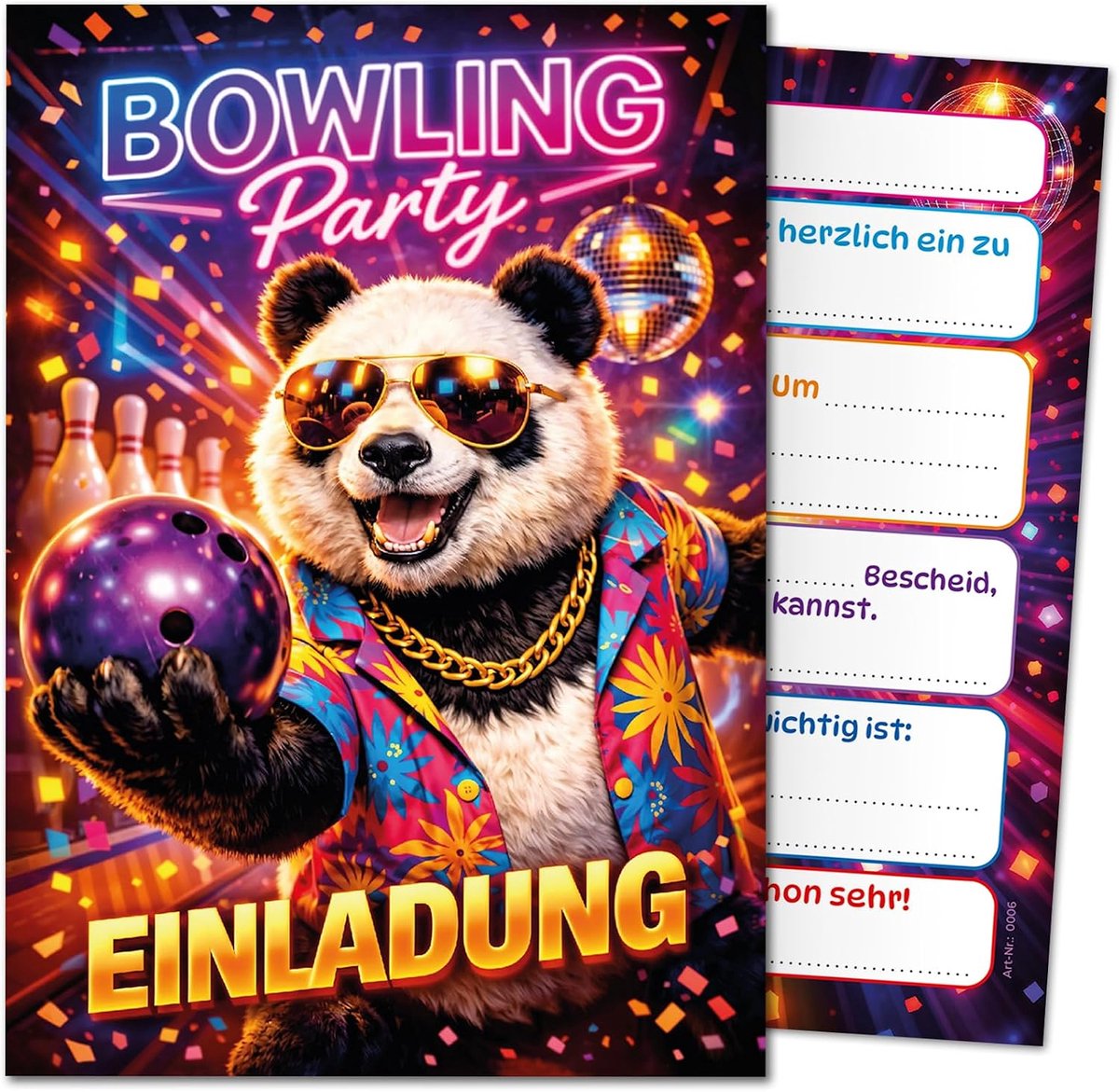 Uitnodigingskaarten kinderverjaardag - 12 stuks - bowling thema - voor een onvergetelijke feestdag - ShopVlot
