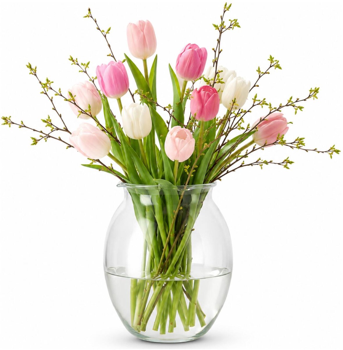 DK Design Bloemenvaas bol / rond - transparant glas - D22 x H27 cm - decoratie vaas