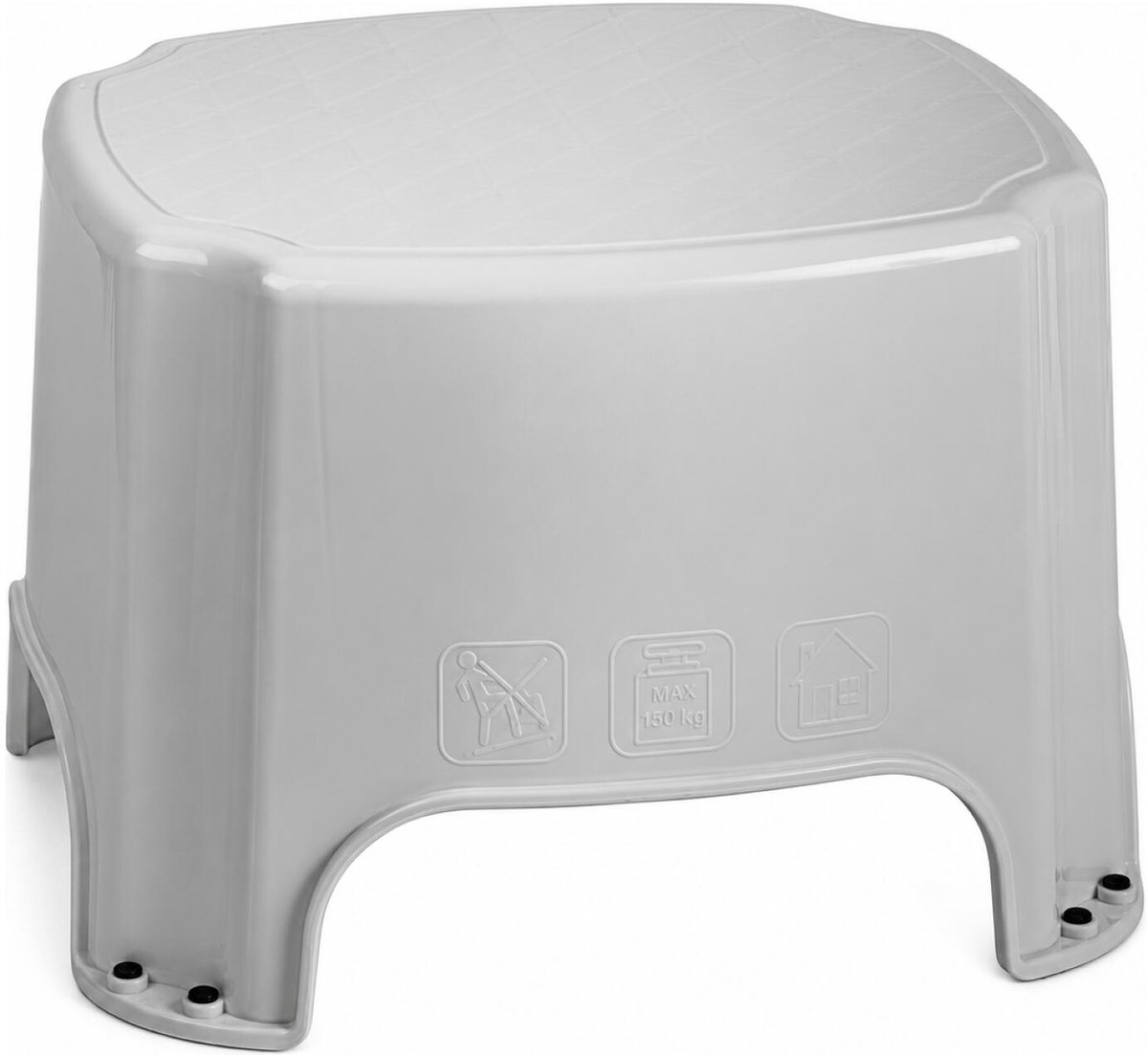Plasticforte Solutions Opstapje - verhoog krukje - 1 trede - grijs - kunststof - 35 x 33 x 25 cm - tot 150 kg - caravan opstapje - trapje