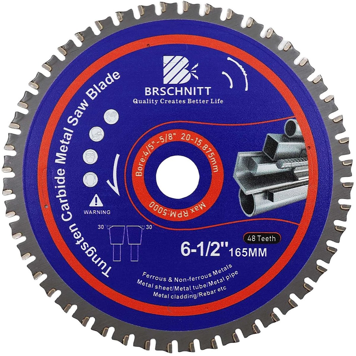 Cirkelzaagblad metaal 165 mm - 48T TCT - Voor het snijden van staal en aluminium - ShopVlot