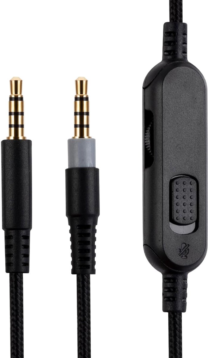 Cloud Mix vervangingskabel, compatibel met HyperX Cloud Mix Gaming-headset, inline mute-schakelaar, volumeregeling met microfoon, 2 meter hoofdtelefoon-audio-verlengkabel, zwart