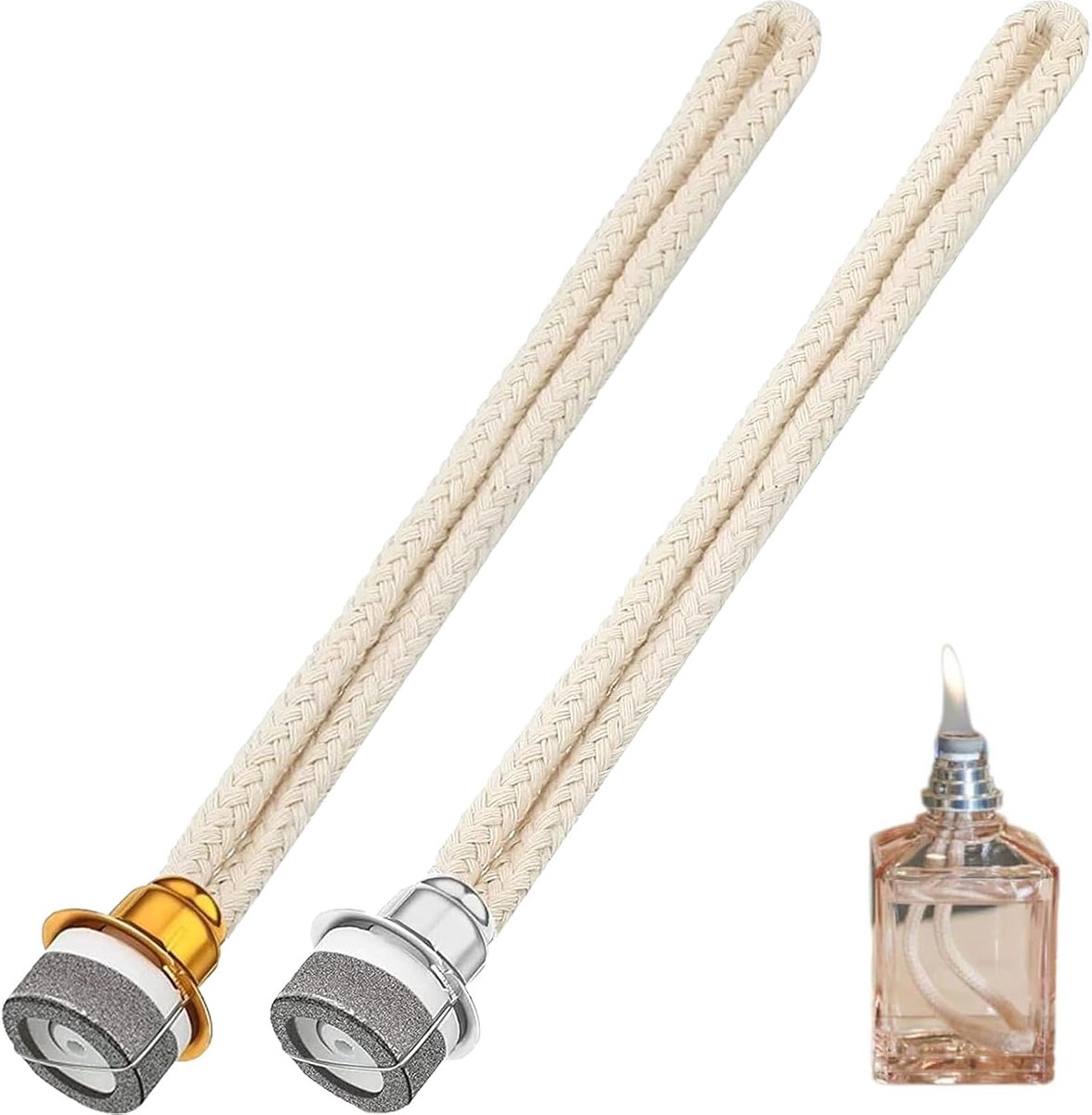 2 stuks olielampen katalytische brander, 13 cm zilver, reservelont voor Berger & katalytische geurlampen, voor aromatherapie en verbetering van de binnenlucht, universele reservebrander