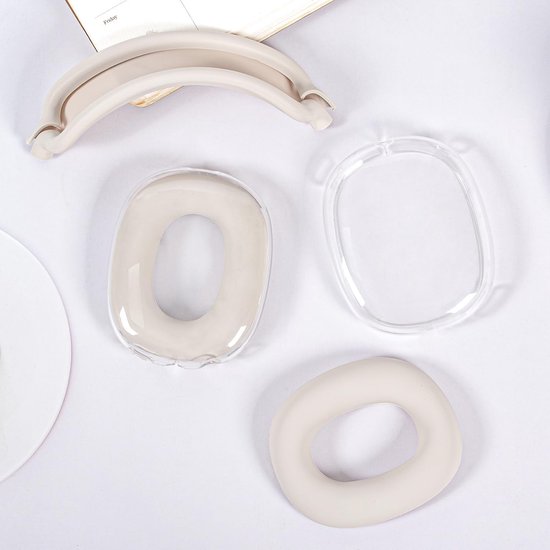 Hoes voor Airpod Max hoofdtelefoon, anti-kras oorkussentje, hoesje/oorschelpenhoes/hoofdband cover voor Airpod Max, 3-in-1 accessoires, beschermhoes voor Airpods Max (TPU Beige) — afbeelding 2