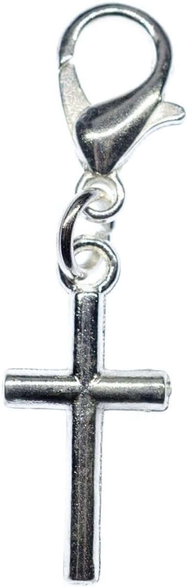 Kruis Charm zilver crucifix hanger kruisvormige gothic punk kruisoorbellen zilver - handgemaakte modesieraden I verzilverd ketting hanger bedelarmband - hanger voor armband, 20 mm, Metaal