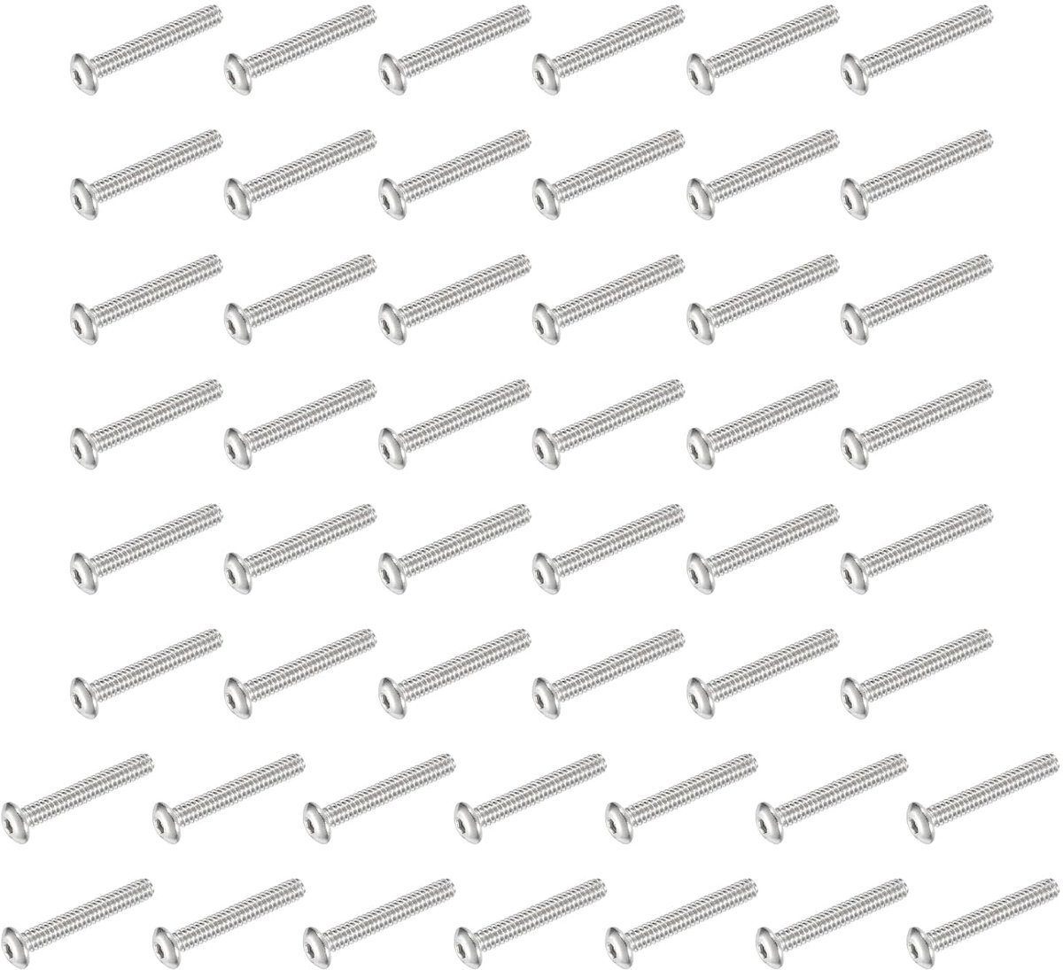 Lenskopschroeven met zeskantige schacht, 50 stuks #4-40 UNC x 3/4 inch 304 roestvrij staal zeskantige schachtmachine, volledige schroefdraad voor meubellampen, zilver