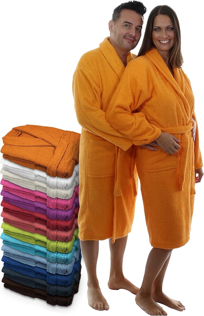 Uniseks badjas voor dames en heren, 100% Amerikaanse badstof, 400 g, met riem, tassen, douche, zachte ochtendjas, handdoek