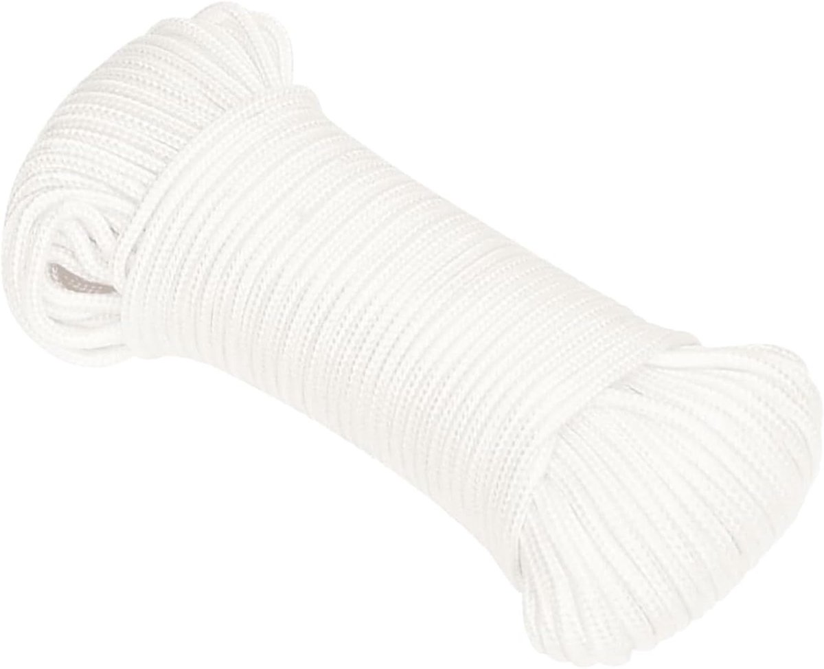 Touw 5 mm 500 m polypropyleen wit - weerbestendig, slijtvast, voor zeilboot, jacht, vastmaken en kamperen