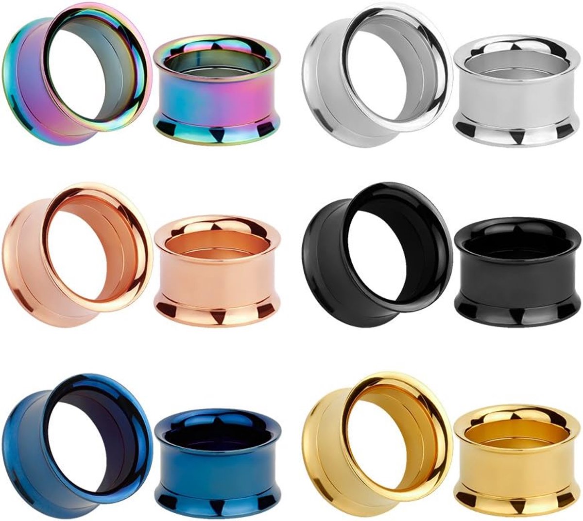 12 stks Set Kleurrijke Rvs Schroeven MIX Oordopjes Tunnels Meters Brancard Piercings