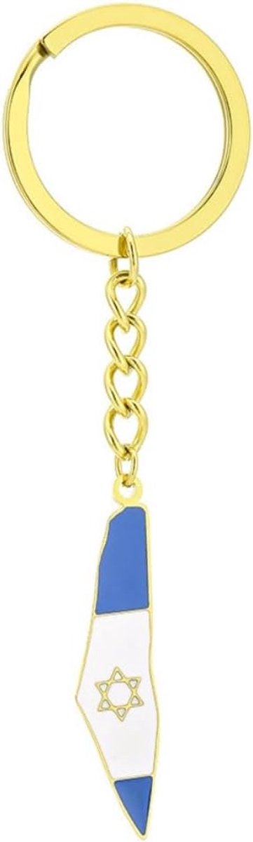 Israël Kaart en Vlag Sleutelhanger voor Vrouwen Mannen, Israël Sleutelhanger Hanger Charme, Rvs Kaart Sieraden Accessoires