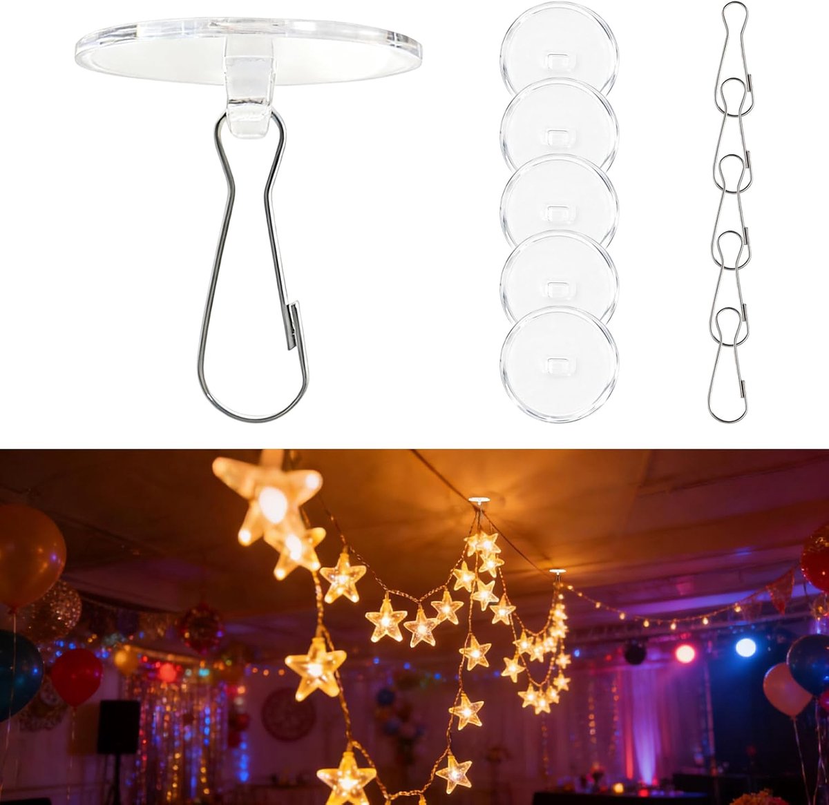 50 stuks 2 cm plafondhaken, zelfklevend, transparante zelfklevende plafondhaken, kleefhaken plafond met vlaggenmastclips, deken voor slaapkamer, badkamer, keuken, muur, carnaval, kerstdecoratie