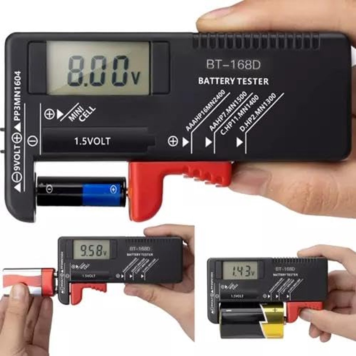 Batterijtester met LCD - Handheld model - Geschikt voor diverse batterijtypes - Eenvoudig in gebruik - SnelShoppen