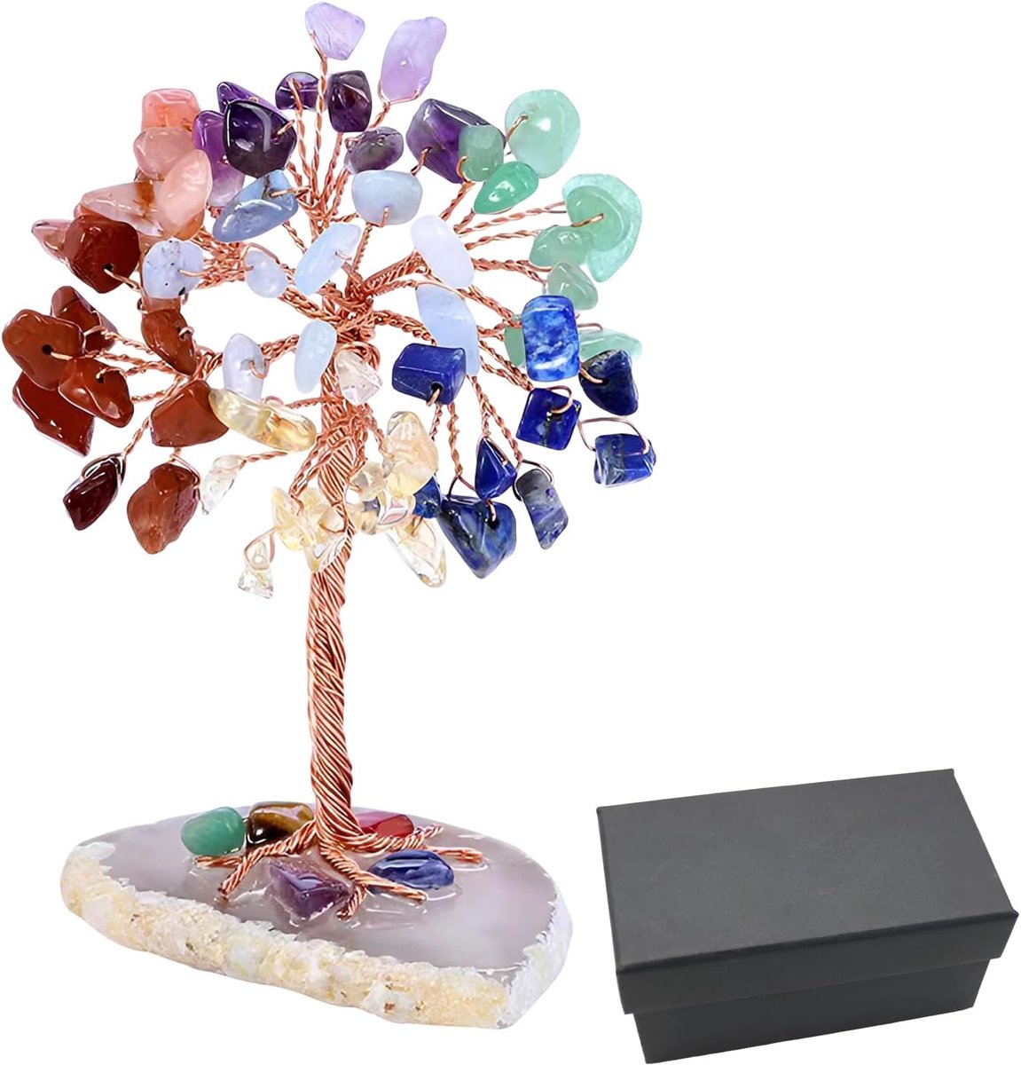 kristal, Suuwwn helende kristallen, geldboom, edelsteenkristal, bonsai, boom, geldboom, bureau, decoratie, levensboom, spirituele geschenken (zeven kleuren)