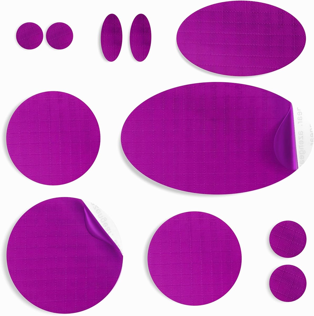 Reparatiepatches | Pre-cut, zelfklevend, zacht, waterdicht, scheurvast nylon stof om gaten in kleding, slaapzakken, skibroek (11 stuks) te bevestigen