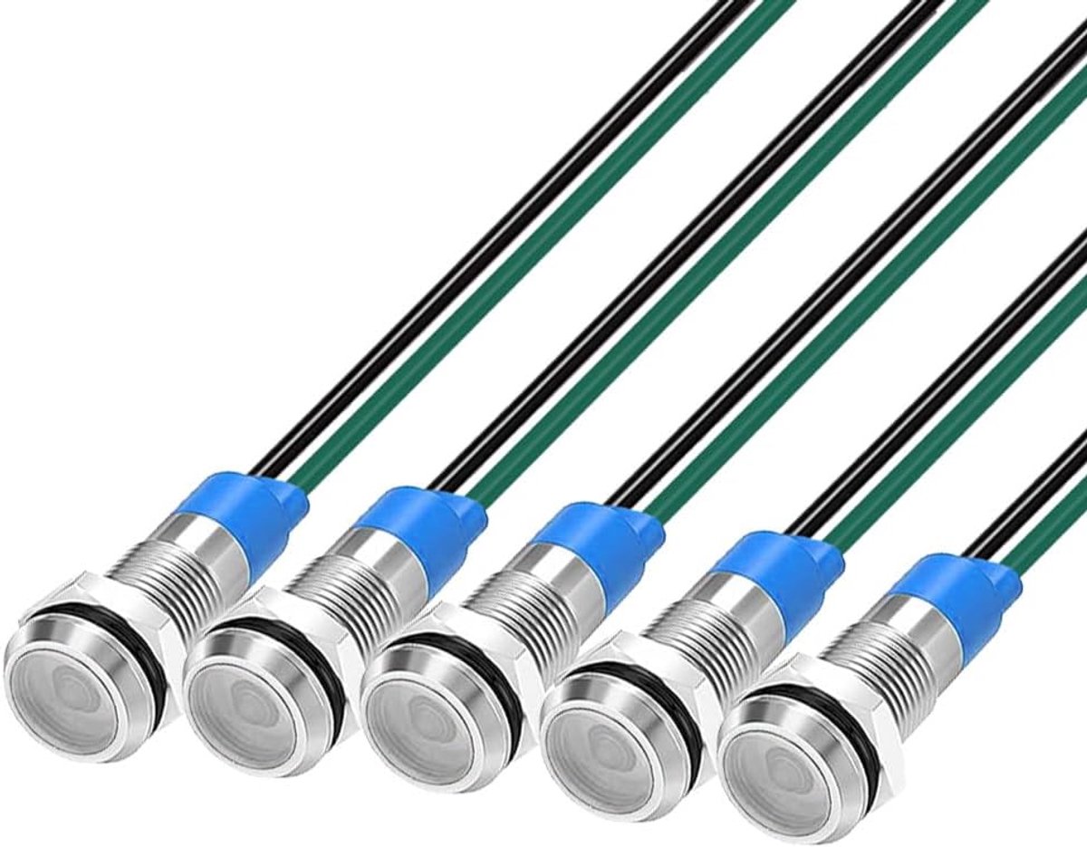 5 stks 6mm 3V-4.5V-5V-6V-7.5V-9V LED Metalen Indicator Licht Waterdicht Signaal Lamp met Draad (Wit)