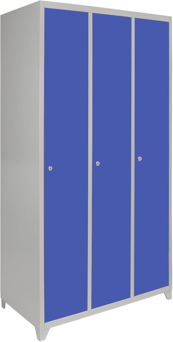 Lockers 3-deurs - Metalen kast - Blauw staal - Veilige opbergruimte voor school en kantoor - SnelShoppen