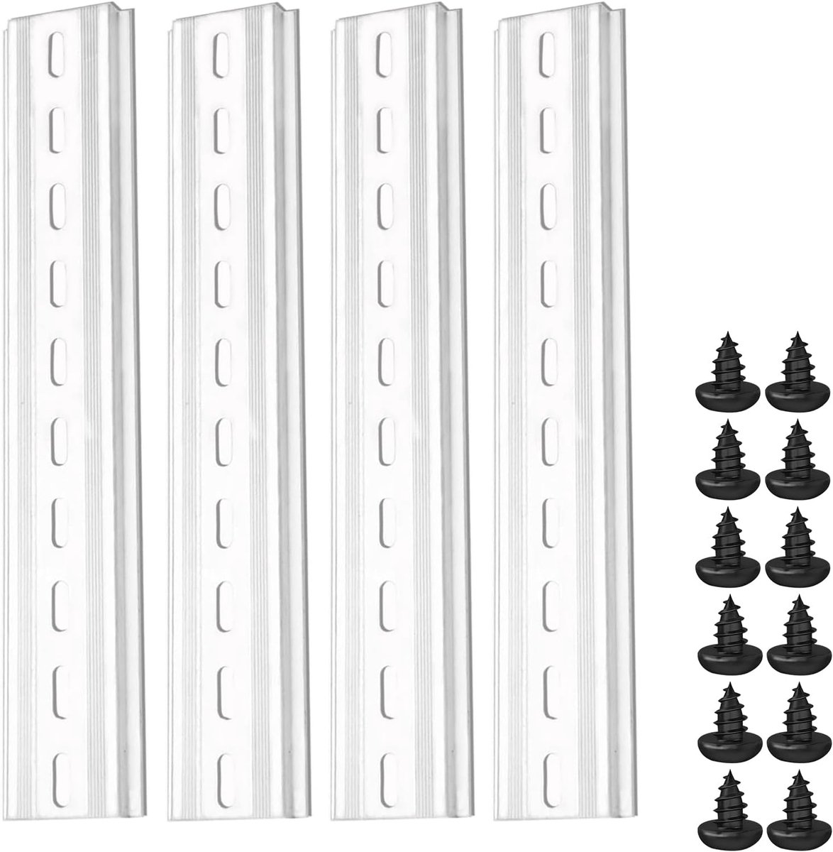 4 stuks DIN-rails, DIN-montagerail, 35 mm breed, 7,5 mm hoog, 200 mm lang, met schroeven, geschikt voor schakelbordinstallatie en schakelaars in schakelkasten