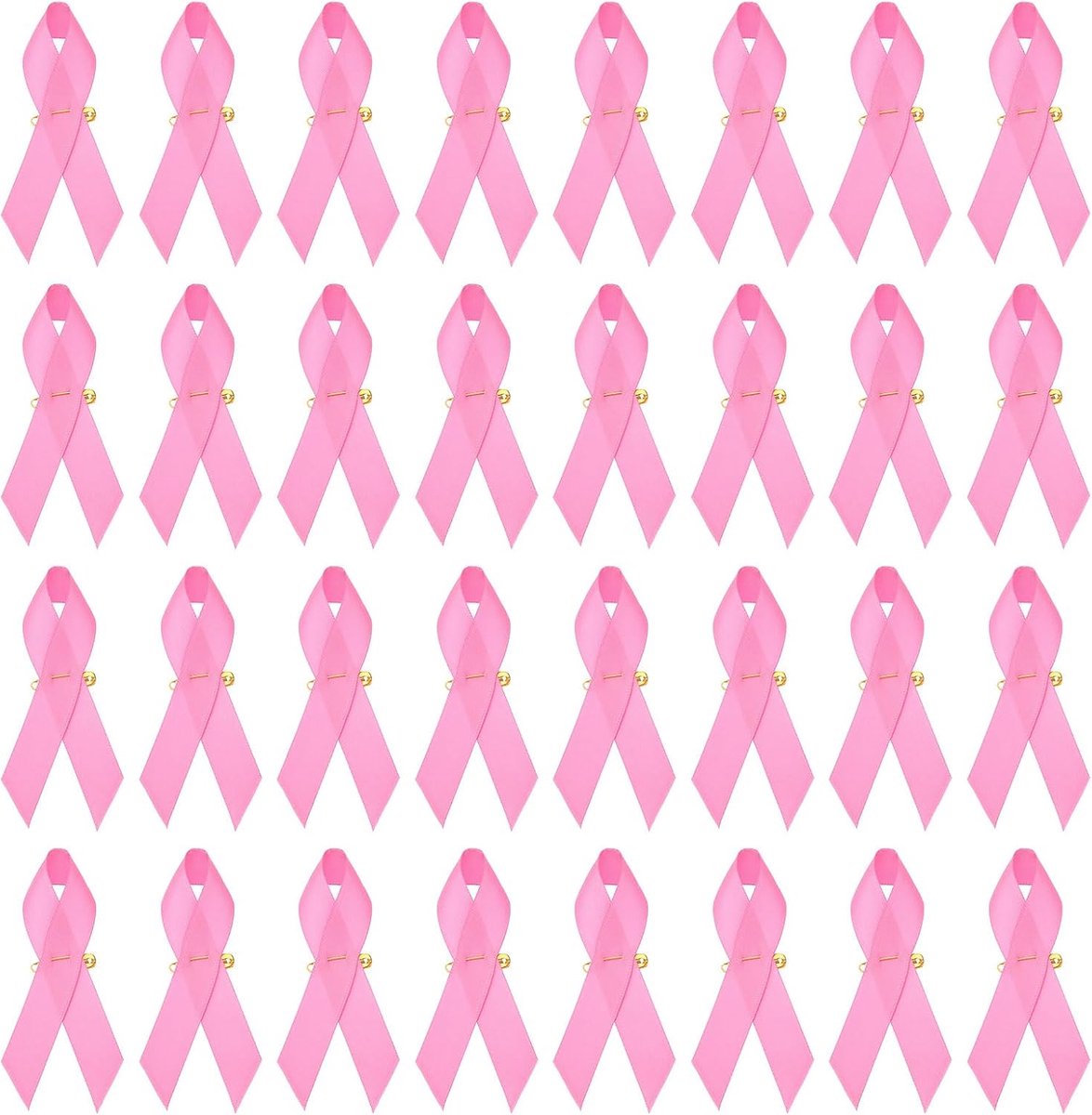 50 stuks roze polyester lint satijnen pennen, bewustwordingslint satijn met veiligheidsspelden