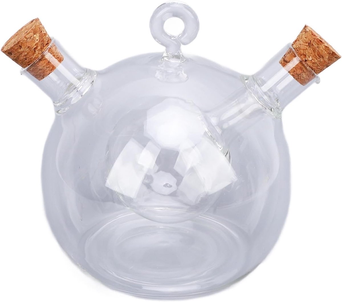 Olie en Azijn Cruet, 2 in 1 glazen dubbele schenktuit olie en azijn Cruet Dispenser fles brede mond olijfolie en azijn Dispenser Cruet fles voor keuken koken (stijl 1)