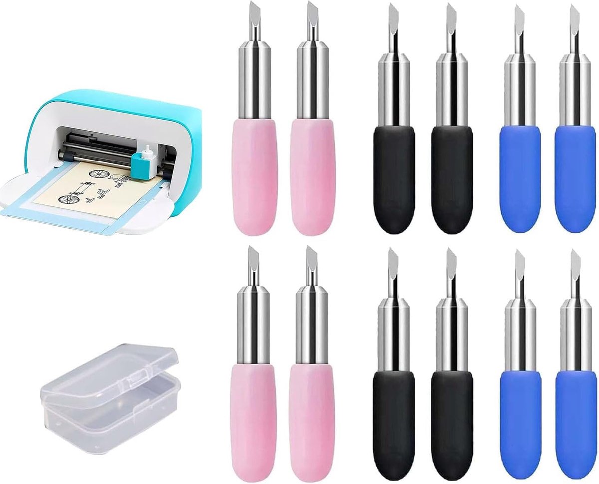 12 stuks snijbladen voor Cricut Joy, nauwkeurige 30°/45° snijplotterbladen, reservemesjes, compatibel met Cricut Joy snijmachine voor papier, vinyl, stof en folie, met opbergdoos