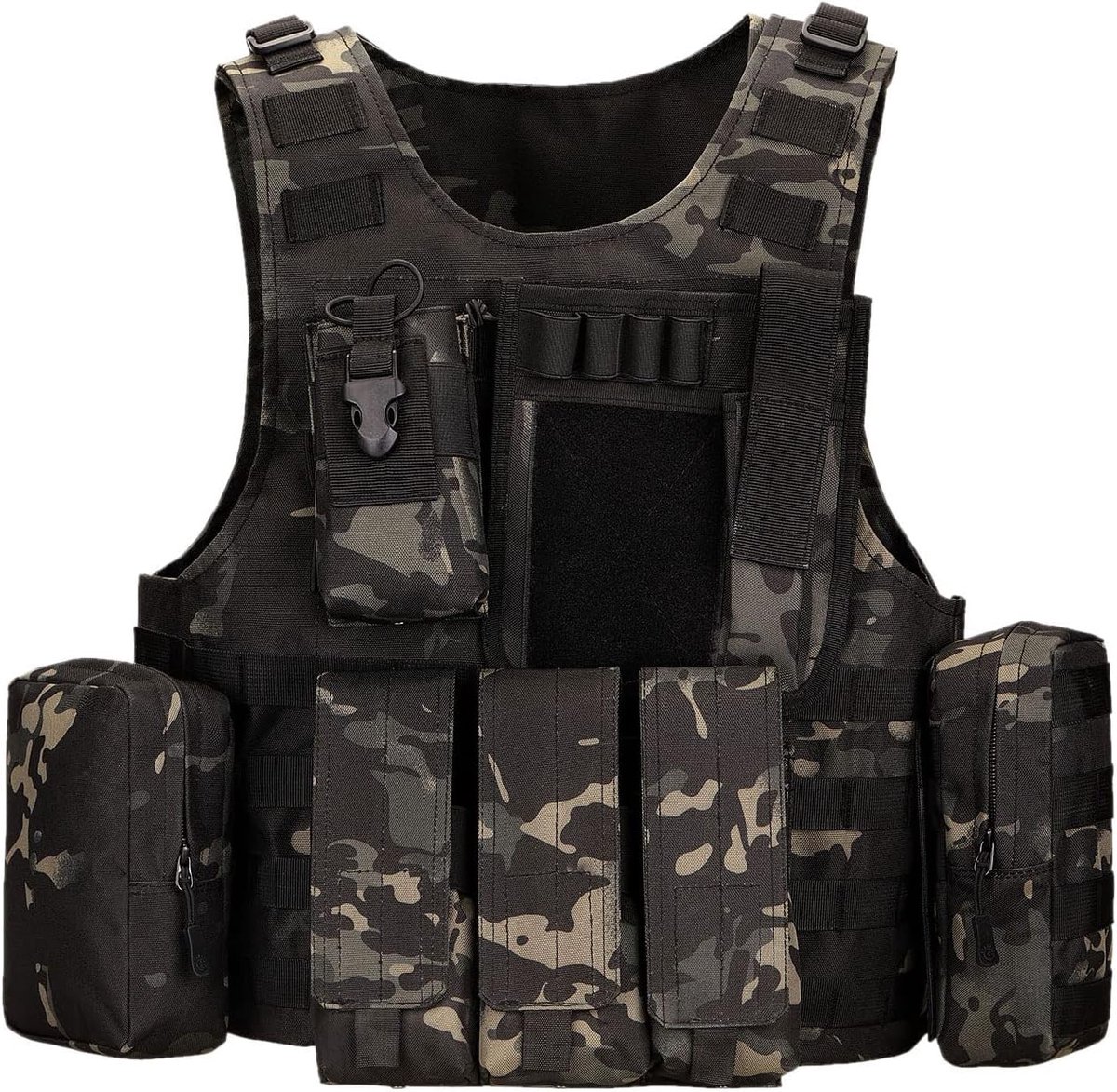 Tactisch vest, militair vest, bodywarmer, MOLLE, airsoftvest, voor mannen, vrouwen, kamperen, wandelen, jacht, outdooractiviteiten