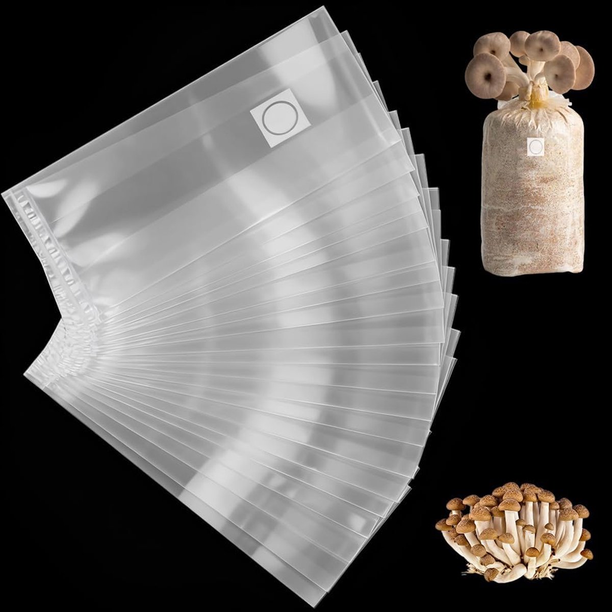 Zakken, 18 x 35 cm, paddenstoelengroeizak met 0,2 micrometer ademgaten, scheurvast, sterk, transparant, voor champignons, oesterzwammen, shiitake-paddenstoelen