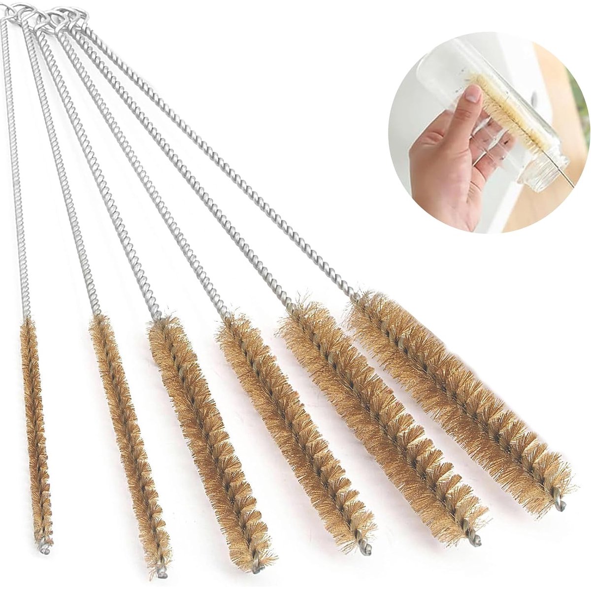 6 borstels voor buizen van messing, messing borstel, reinigingsrol van messing, voor het reinigen van buizen en cilinders