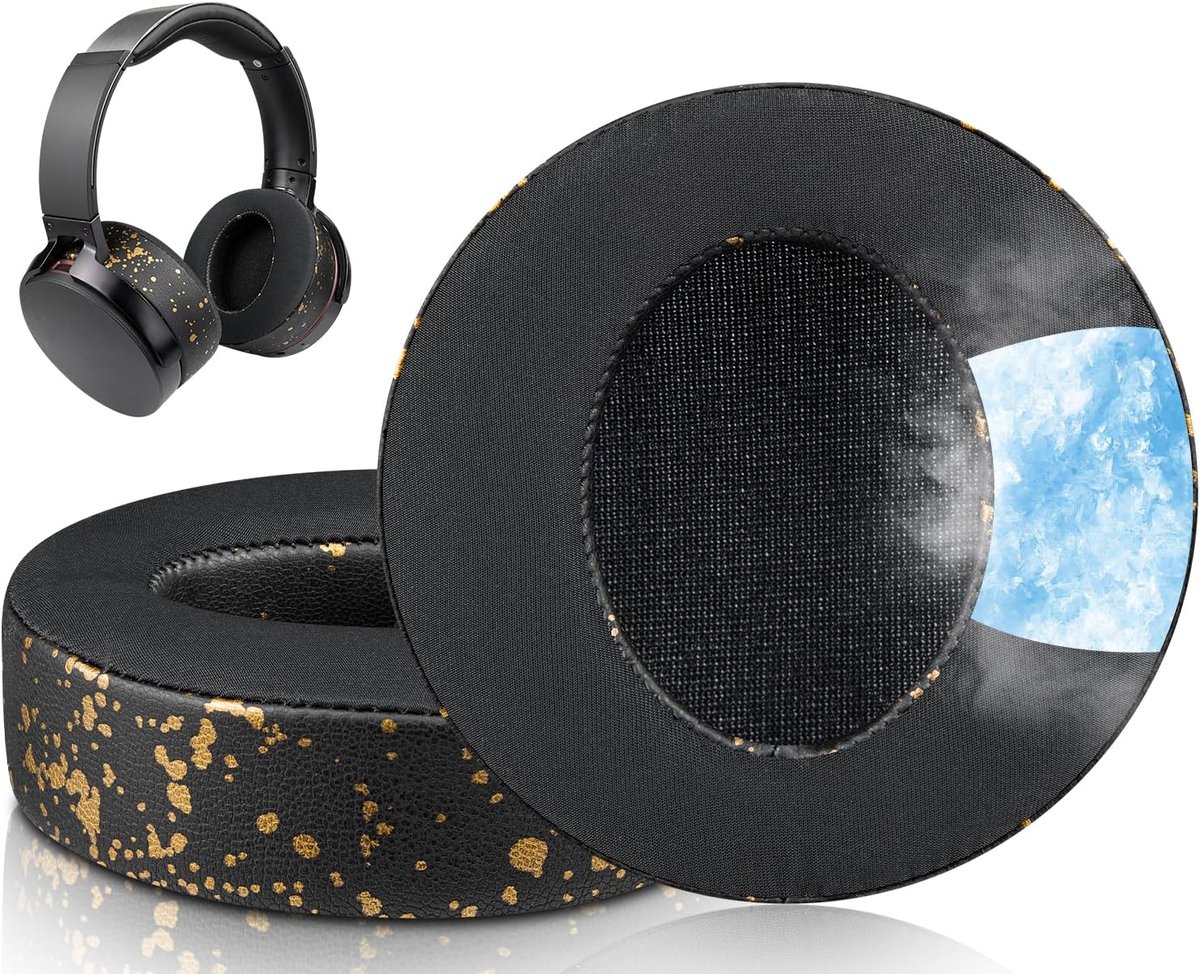 Oorkussens met koelgel Vervanging voor Sony MDR-XB950 XB950BT XB950B1 XB950N1 XB950AP Over-Ear koptelefoon, Earpads Cushions met Geluidsisolatie Memory Foam - Zwart Goud