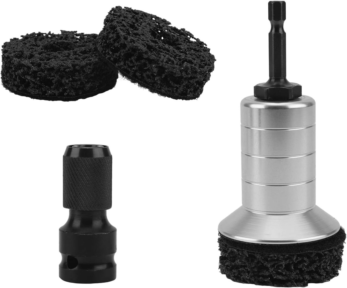 Wielnaven, Reinigingsset Rembouten Geschikt voor 1/2" Slagsleutel Inclusief 2 Pads en 1 Adapter Ideaal voor Onderhoud Aan Auto's en Vrachtwagens (Zilver)