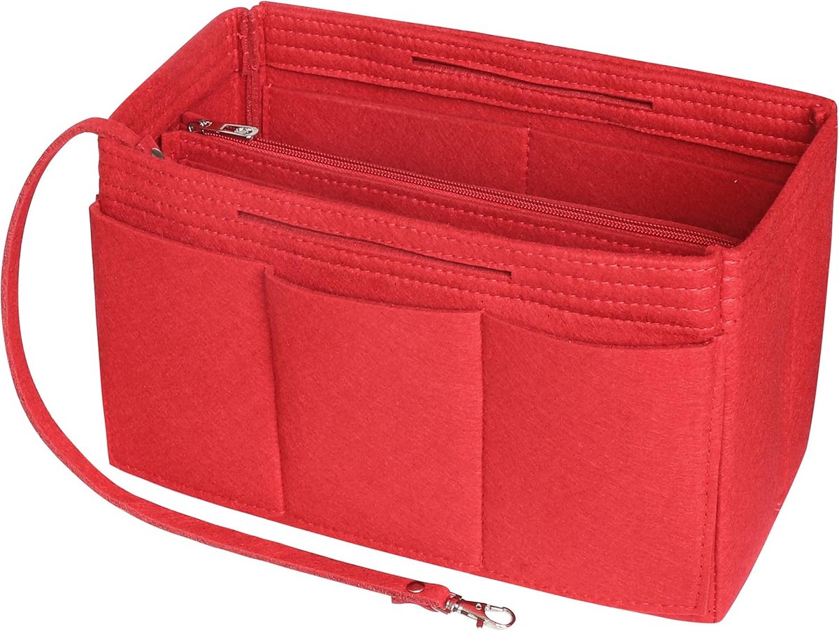 Handtasorganizer, bag-in-bag organizer handtas voering, draagtas organizer past in de Speedy 25-40 en Neverfull (6 kleuren, 3 maten), Rood, Medium:25(L) x 13(W) x 15(H)CM