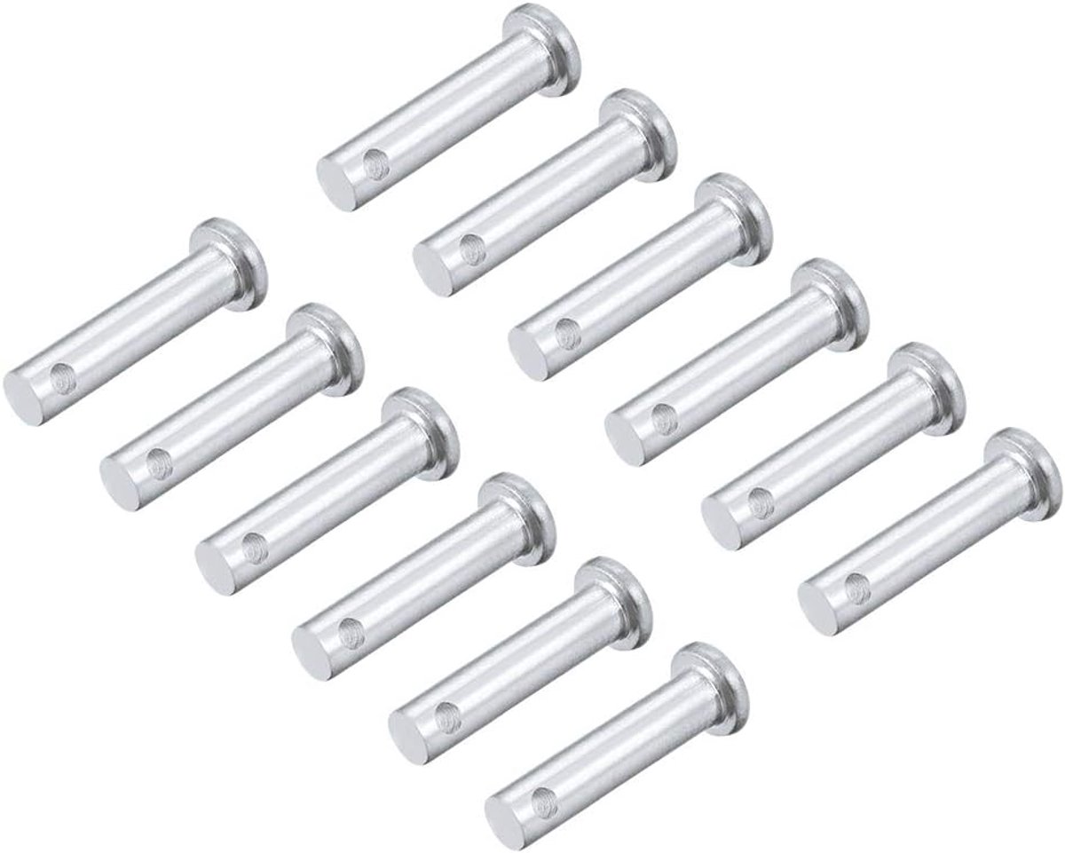 Sourcing map 12 stuks eengats platte kop vorkkoppennen vorkbouten, verzinkt massief staal, 6 mm x 20 mm