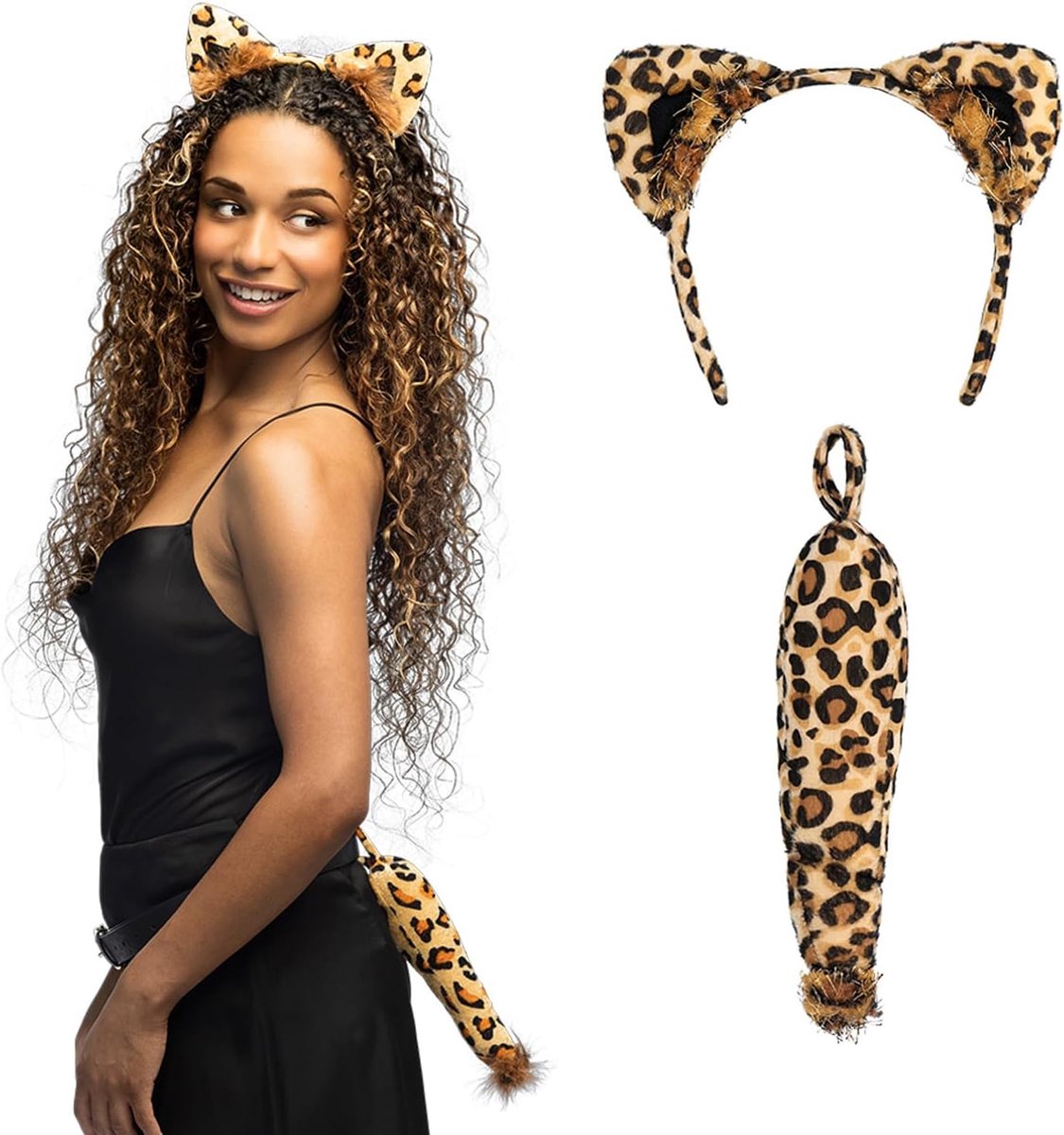 - Accessoires animaux 2 pièces | Haarband met oren en staart, carnaval, themafeest, dierentuin, jungle