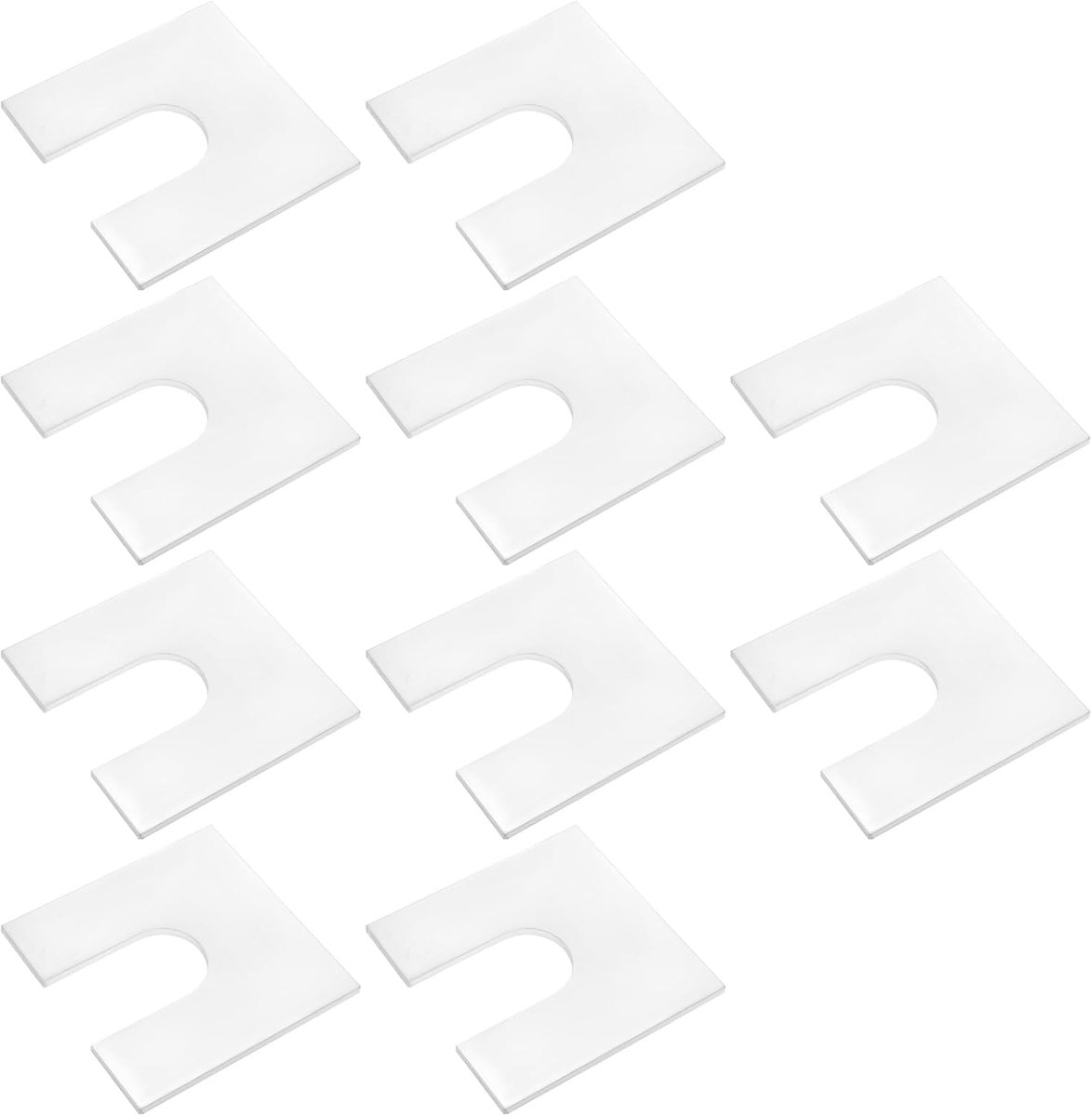 10 Stks Aluminium Packers Hoefijzer U Shims Metalen Spacers 50mm X 50mm met 17mm Slots Fender Alignment U Shim Platte Plaat Vierkante Wasmachine, 2mm Dikte