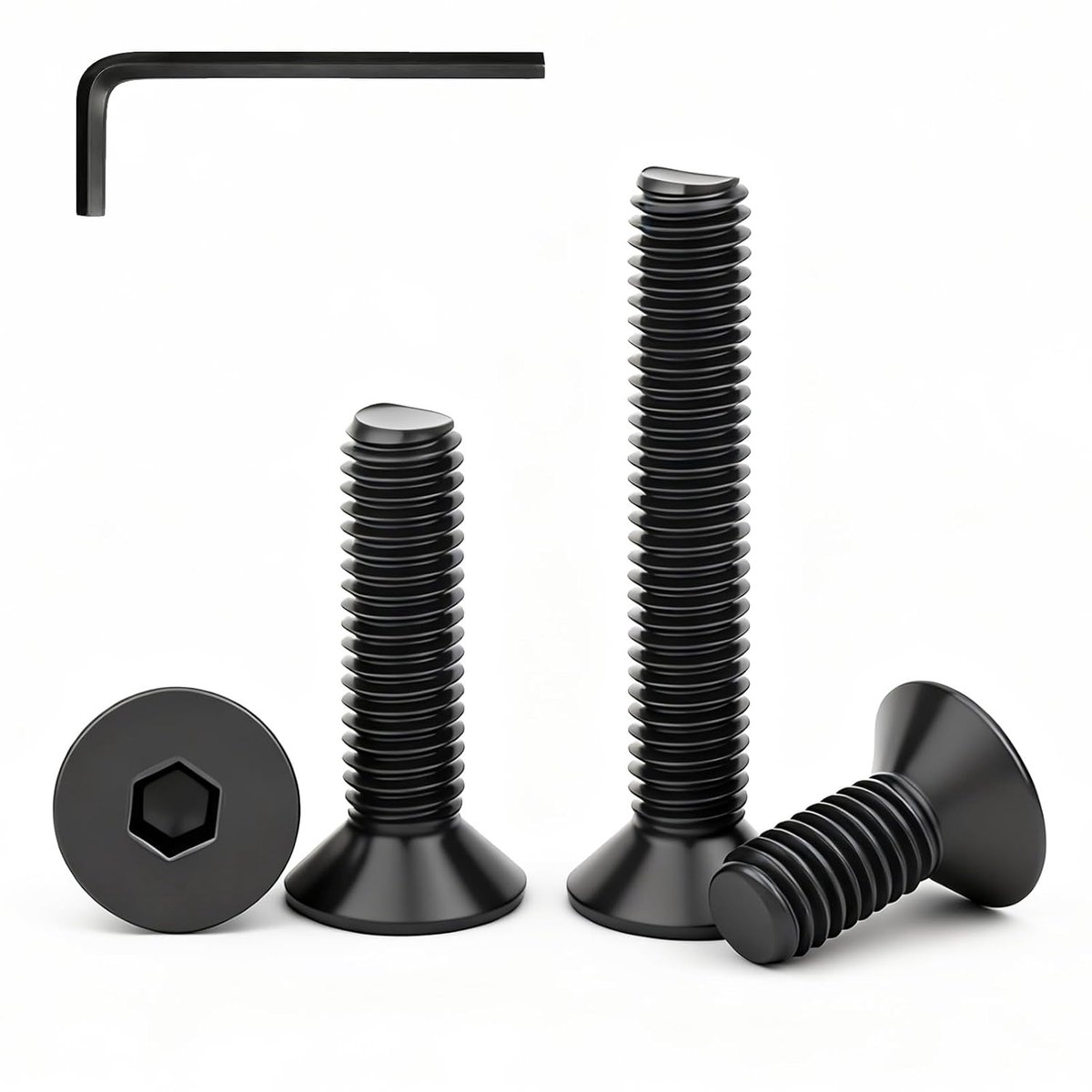 10 Stuks M8x35mm Verzonken Inbusbouten RVS A2 met Sleutel, Zwart | Roestvrij Staal 304 A2 V2A，Volledig Schroefdraad,voor Meubels Machines en Metaal,Montage Reparatie en Onderhoud,Timmerwerk